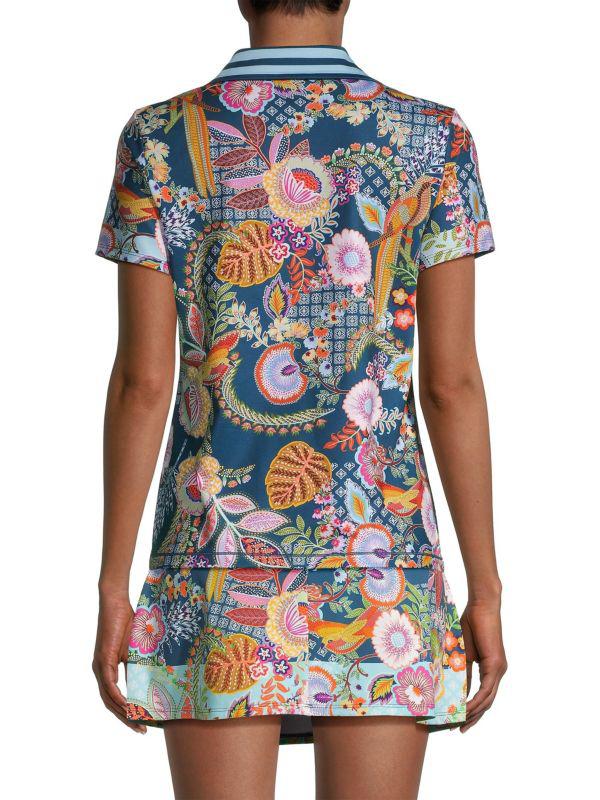 Johnny Was Wild Bird Floral Polo Shirt