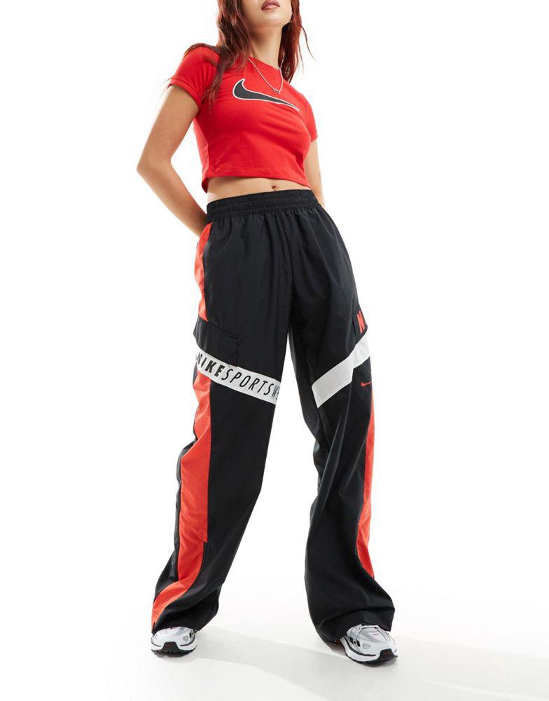 Nike Nike Streetwear woven trackpant in black and red