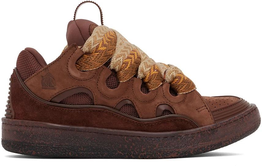 Lanvin Brown Leather Curb Sneakers 1