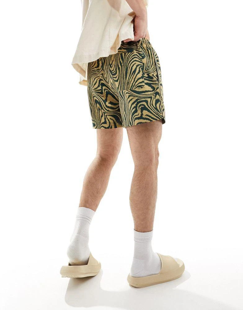PacSun PacSun warp print swim shorts in green 3
