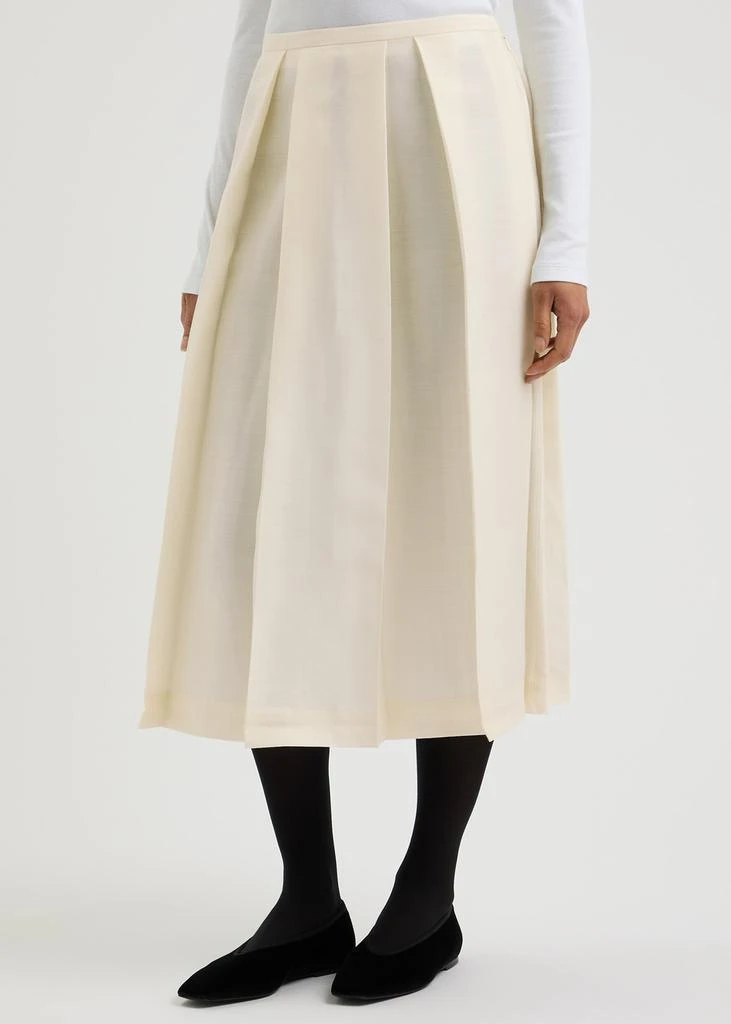 Totême Pleated wool and silk-blend midi skirt 2