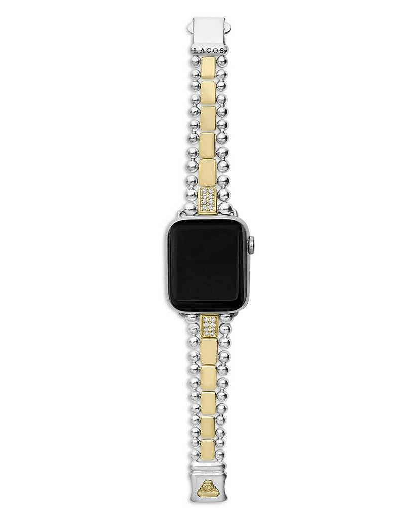 LAGOS Sterling Silver & 18K Gold Diamond Link Apple™ Smartwatch Bracelet, 38-45mm 4