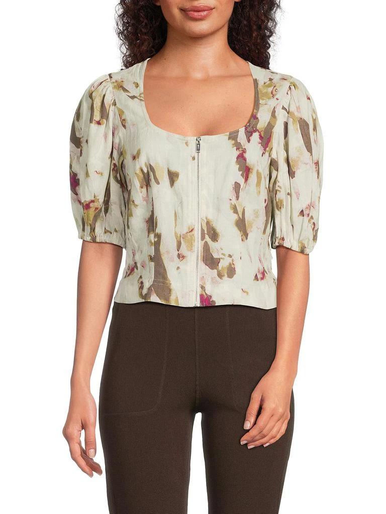 DKNY ​Shattered Puff-Sleeve Top