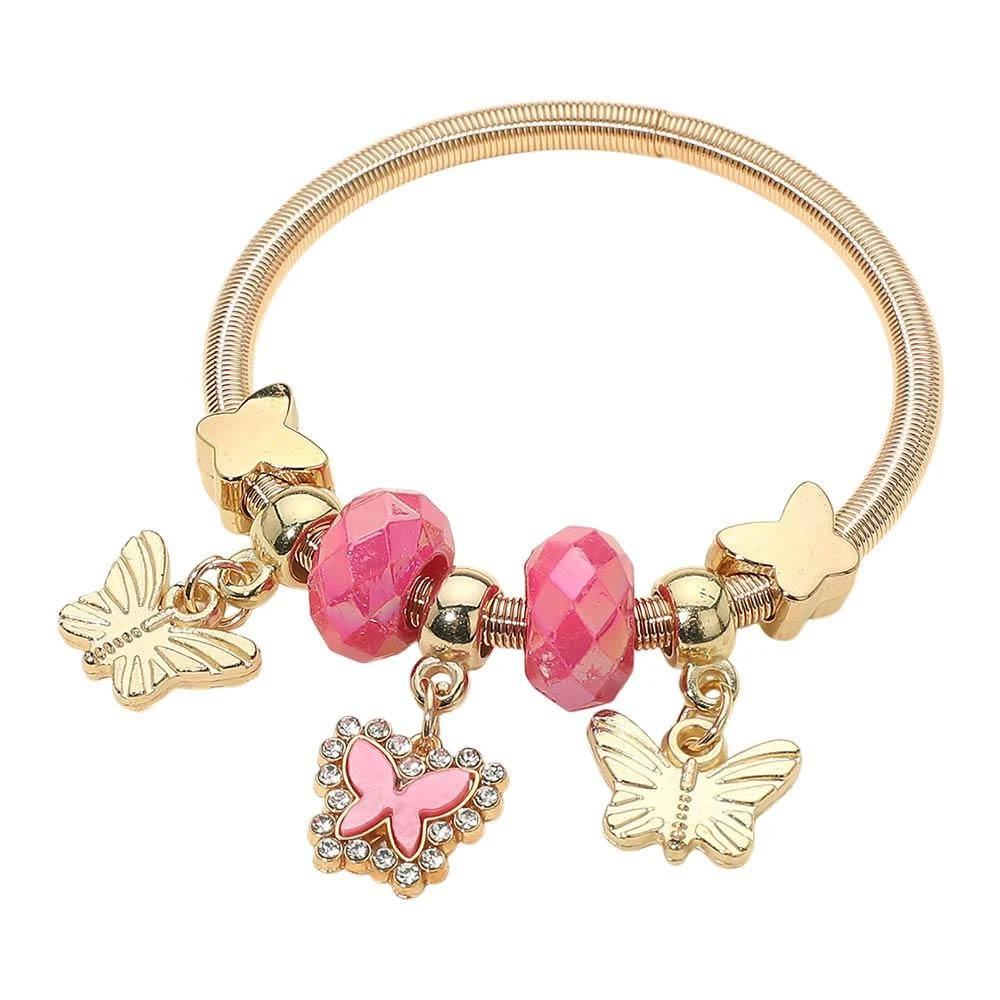 FASHNZFAB 12PCS - Butterfly Charm Beaded Stretch Bracelets 5