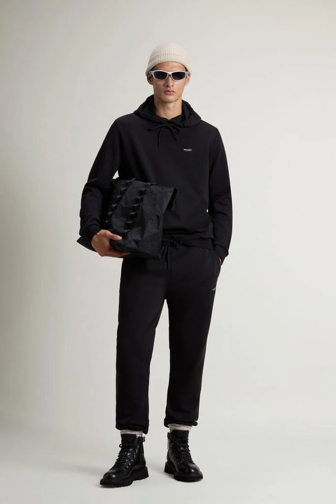 Woolrich Hooded Sweatshirt in Cotton-Blend Interlock - Men - Black 2