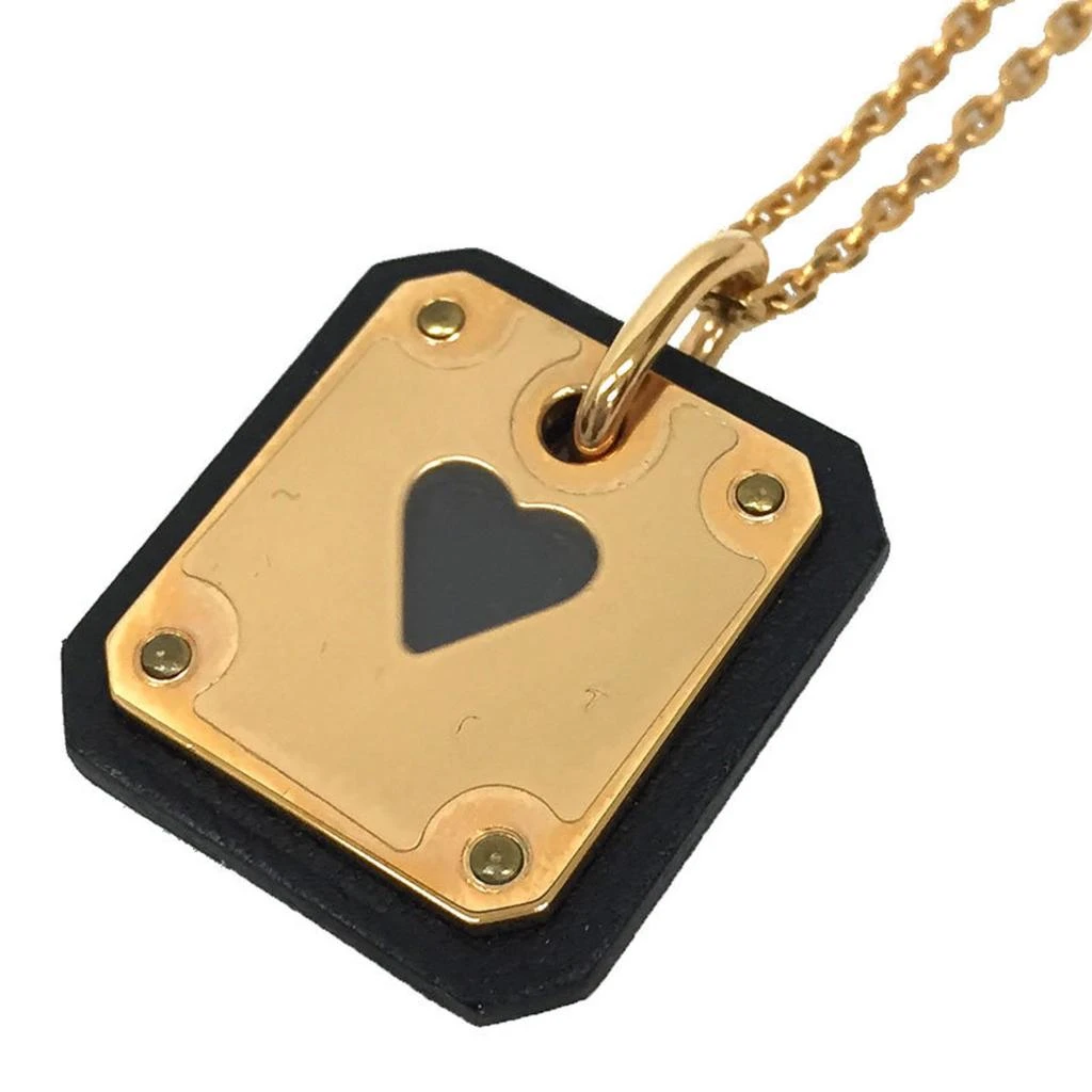 Hermes pink gold gold Plating Swift Leather Necklace (Pre-Owned)