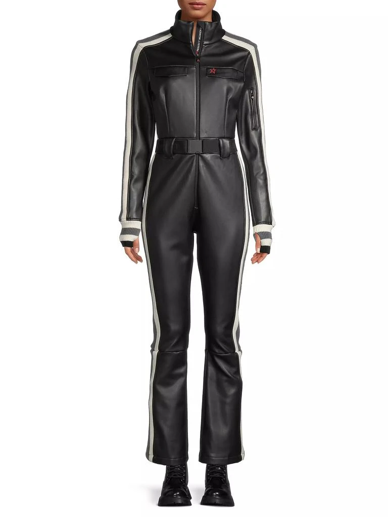 Perfect Moment Crystal Belted Stripe Faux Leather Ski Suit 3