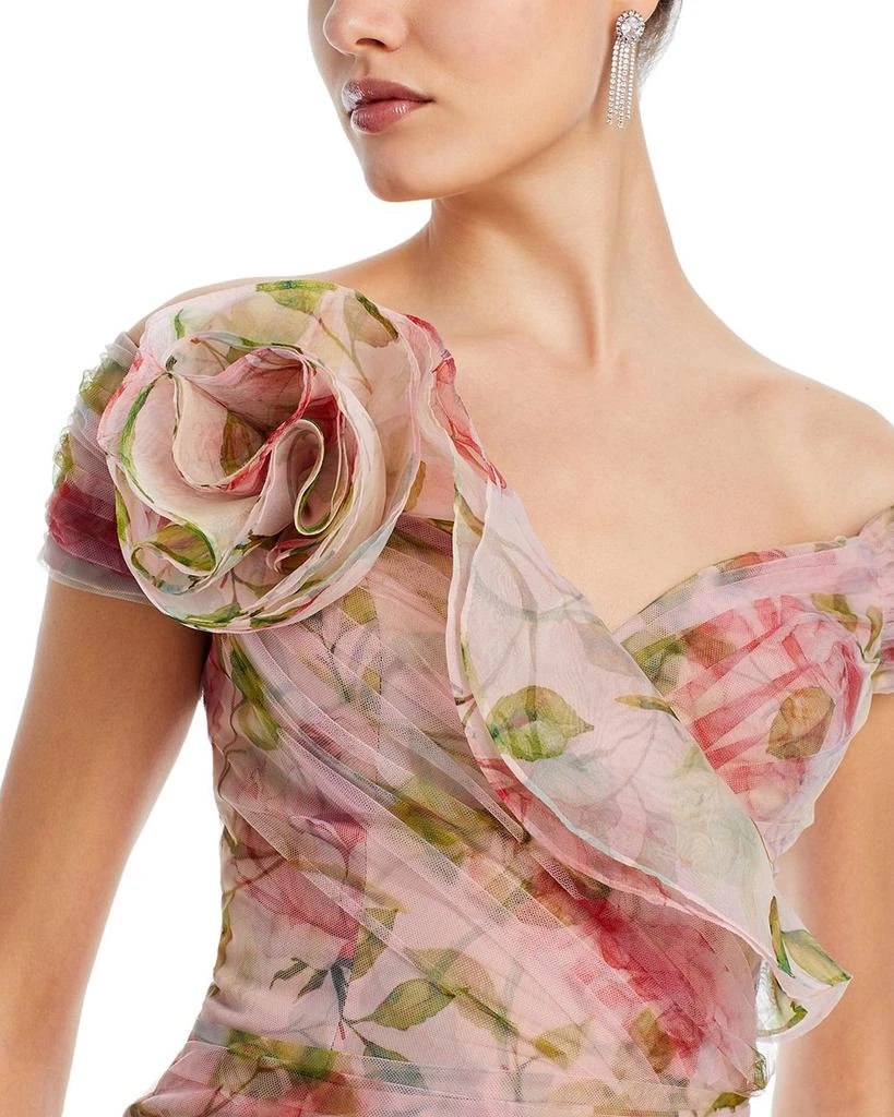 Teri Jon Organza Ruffled Rosette Gown 2