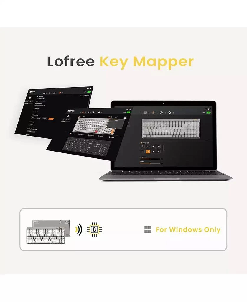 Lofree Affordable Low-Profile Mechanical Keyboard with 84 Keys, Swappable Rechargeable Wireless Keyboard, Bluetooth, Wired for Windows, Mac/Specter Linear Switches 6