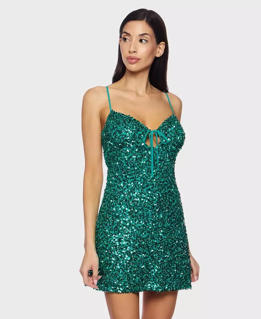 Alex & Sophia Juniors' Sequined V-Neck Short Dress 1