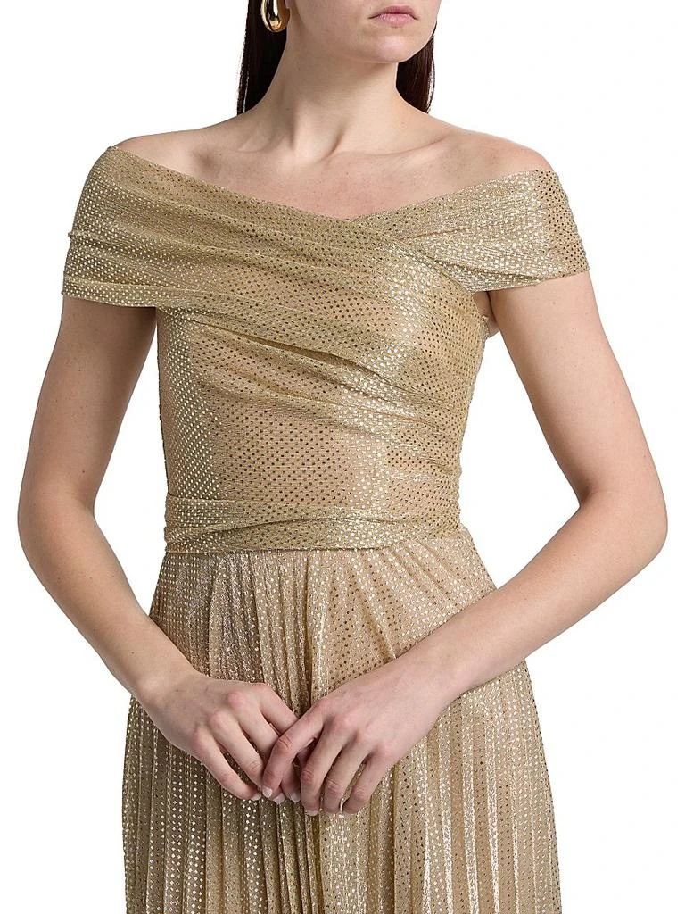 Talbot Runhof Metallic Pin Dot Off-The-Shoulder Gown 6