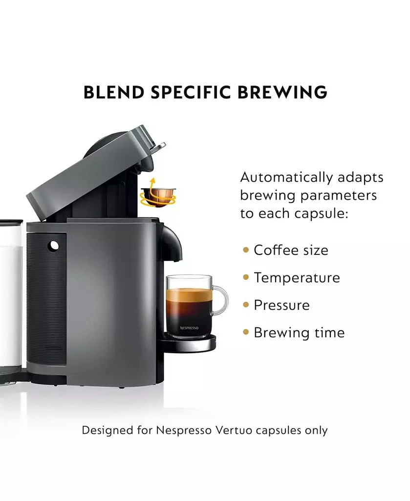 Nespresso Vertuo Plus Deluxe Coffee and Espresso Machine by De'Longhi, Titan with Aeroccino Milk Frother 6