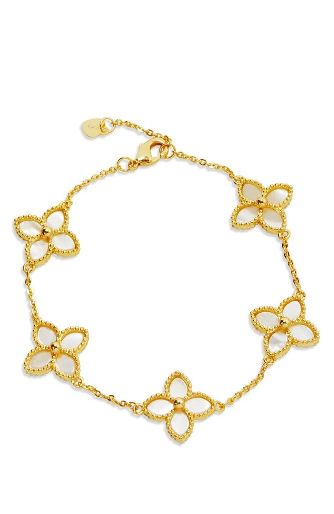 Savvy Cie Jewels 18K Gold Vermeil Flower Bracelet 3