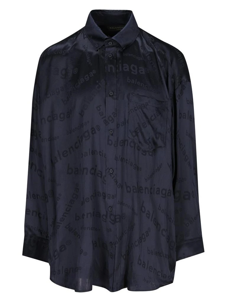 Balenciaga Balenciaga Allover Logo Long-Sleeved Shirt from Cettire