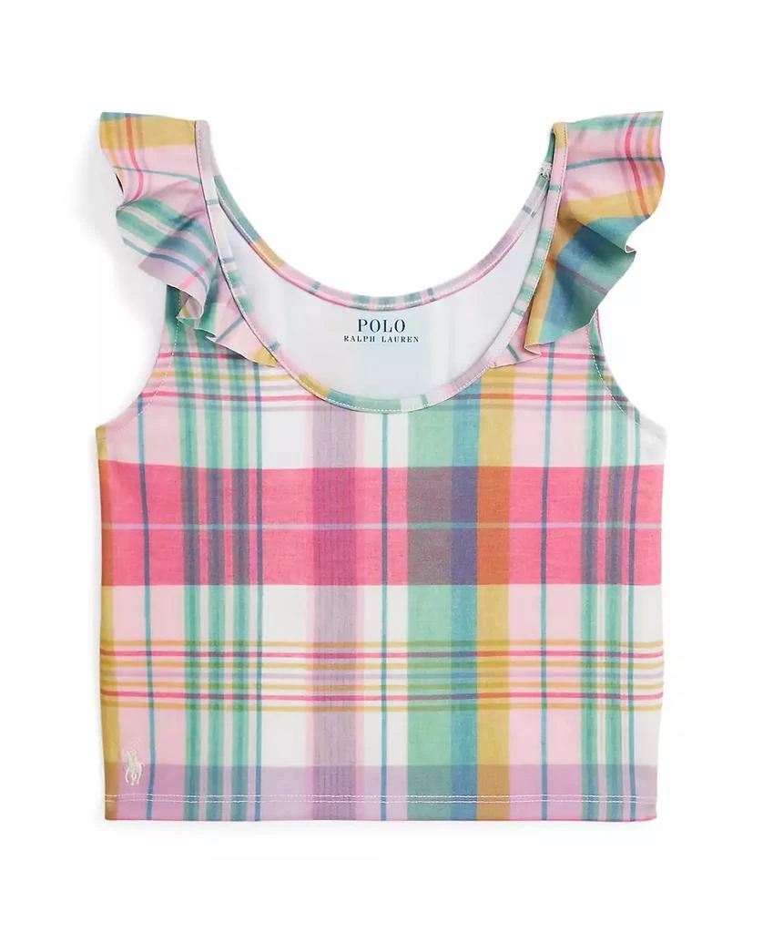 Ralph Lauren Big Girls Madras-Print Performance Jersey Top 5