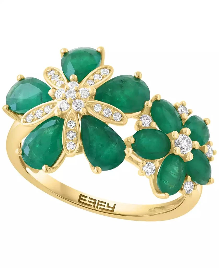 Effy Emerald (2-7/8 ct. t.w.) 
Diamond (1/6 ct. t.w.) Ring in 14k Yellow Gold