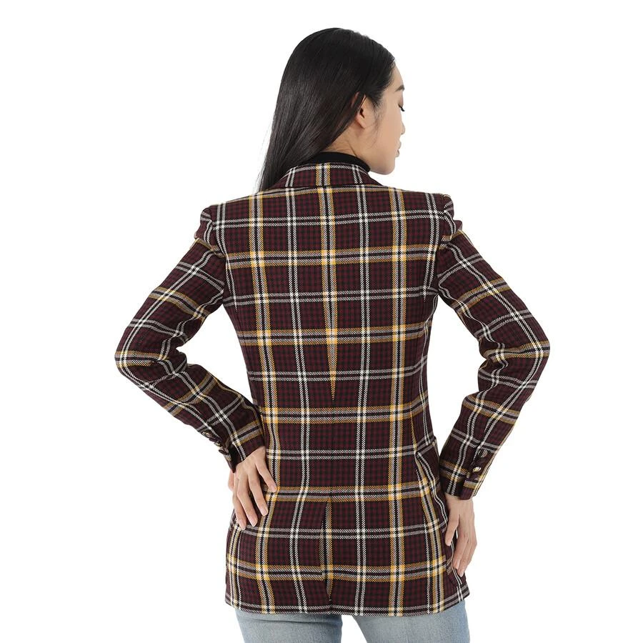 Burberry Ladies Burgundy Check Wool Twill Blazer 3