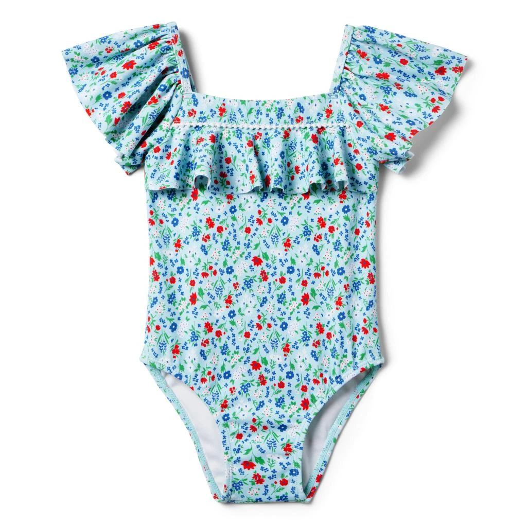 Janie and Jack Floral Onepiece Swim (Toddler/Little Kids/Big Kids) 1