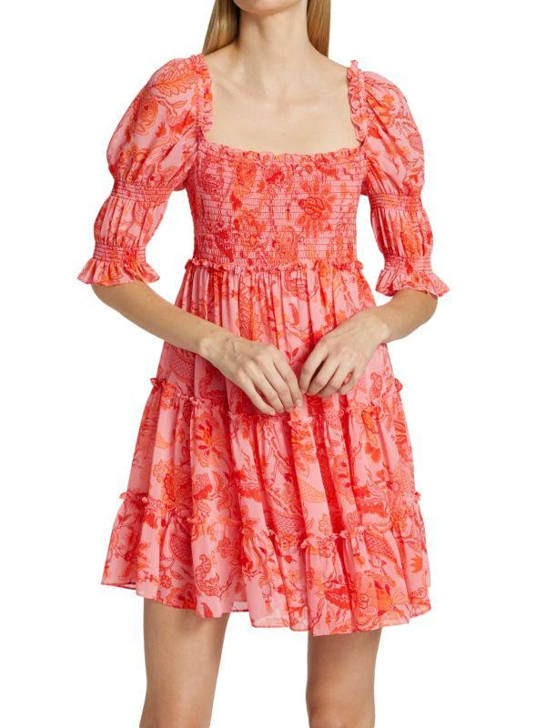Cinq à Sept Jacky Puff-Sleeve Smocked Minidress 1