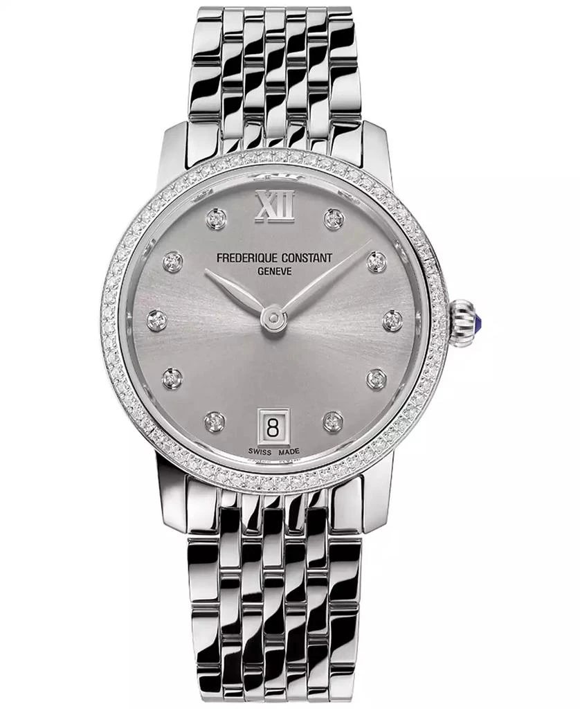 Frederique Constant Women's Swiss Classic Slimline (5/8 ct. t.w.) Stainless Steel Bracelet Watch 30mm 1