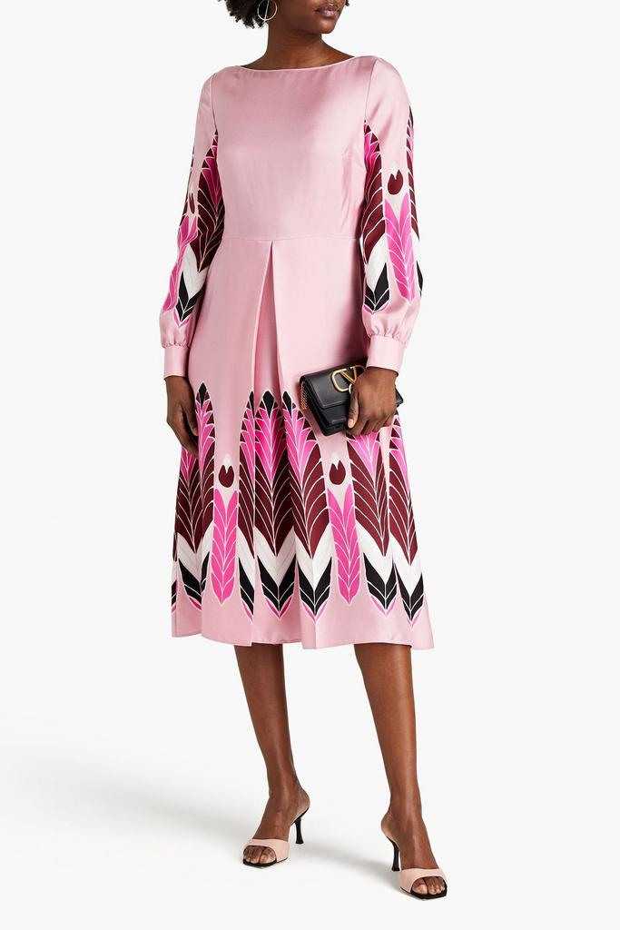 Valentino Pleated printed silk-twill midi dress