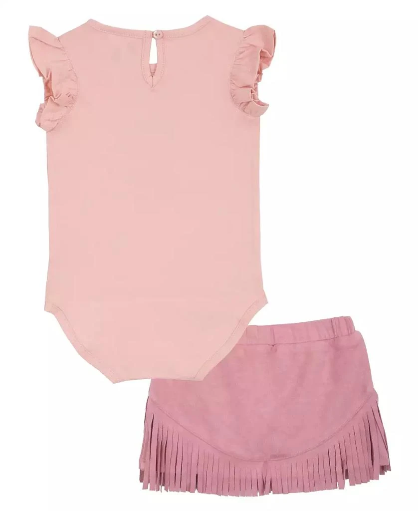 Rare Editions Baby Girls 2-Piece Cowgirl Graphic Bodysuit and Fringe Skirt Set 3