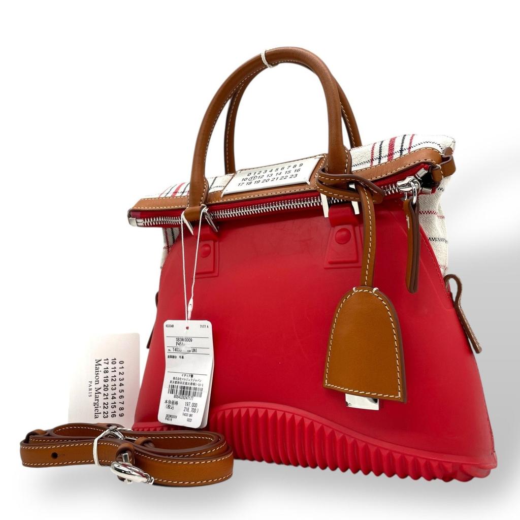 MAISON MARGIELA Rubber Canvas Leather Handbag Shoulder Bag (Pre-Owned)