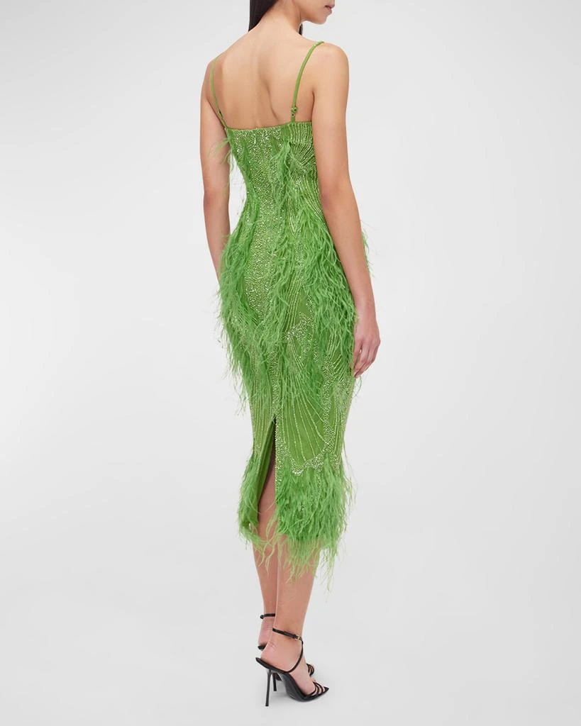 RACHEL GILBERT Beaded Feathered Midi Dress 3