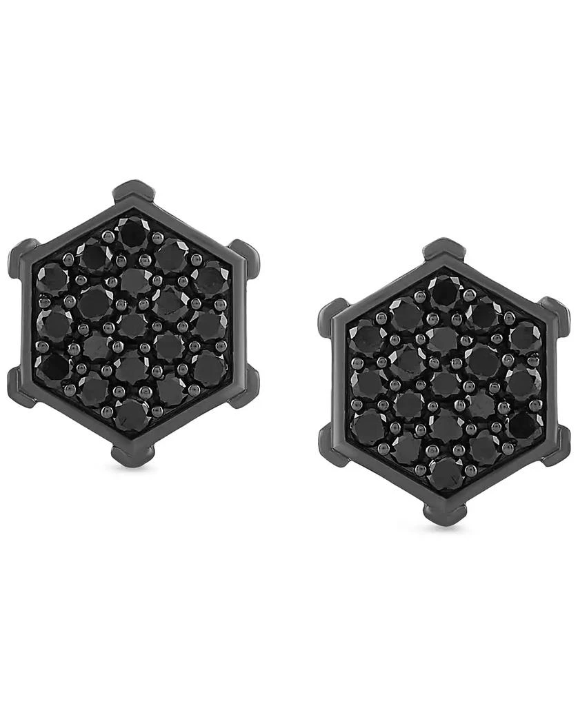 Macy's Men's Black Diamond Hexagon Cluster Screw Back Stud Earrings (1 ct. t.w.) 3