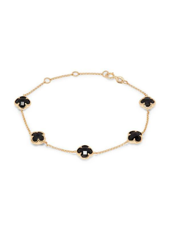 Effy 14K Yellow Gold & Onyx Clover Station Bracelet 1