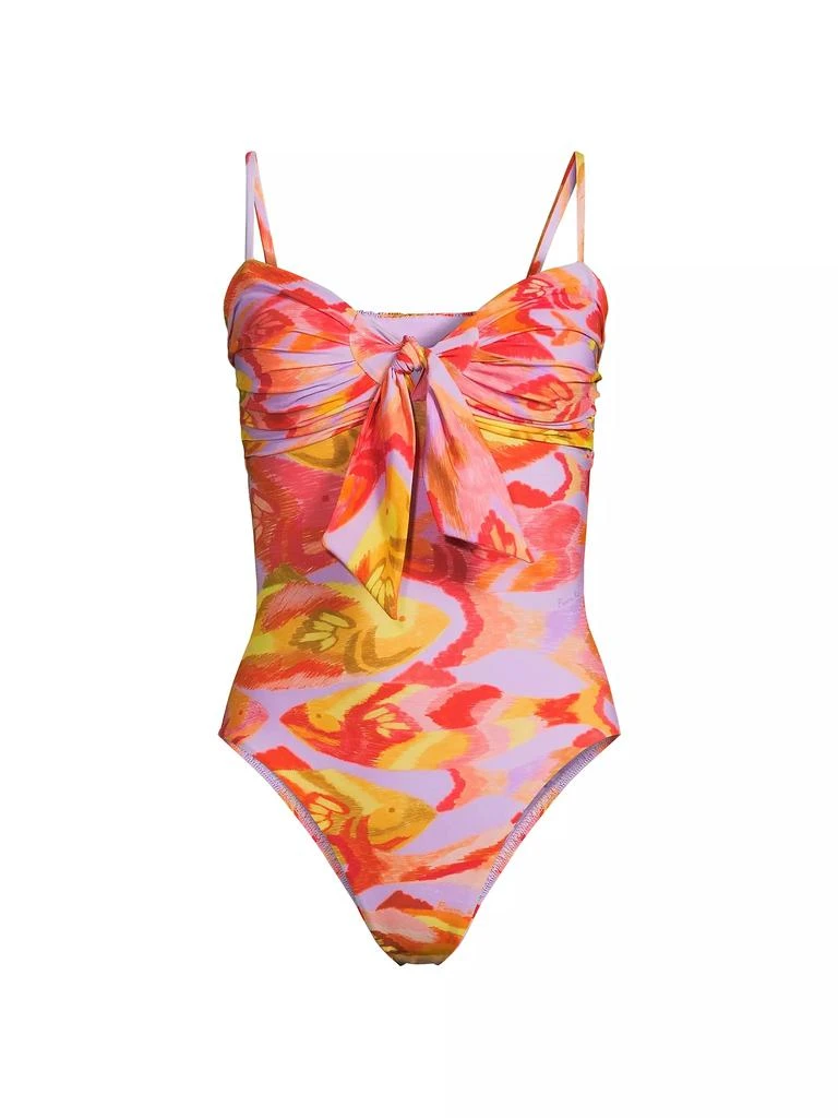 Farm Rio Painted Fishes Knotted One-Piece Swimsuit 1