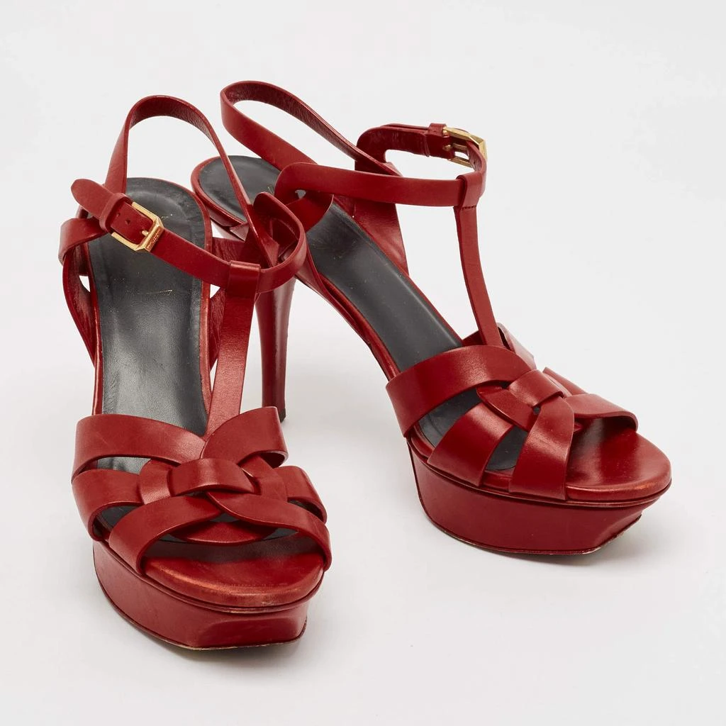 Yves Saint Laurent Saint Laurent Red Leather Tribute Platform Sandals Size 38 4