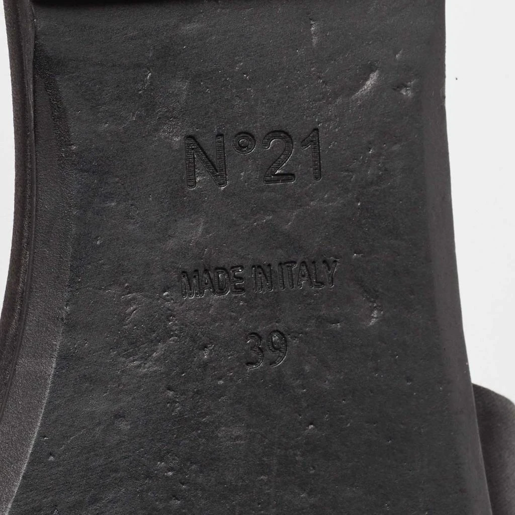 N°21 N21 Black Satin Embellished Flat Slides Size 39 7