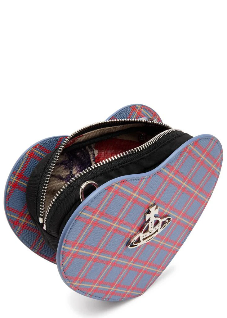 Vivienne Westwood Louise Heart checked twill and faux leather cross-body bag 4