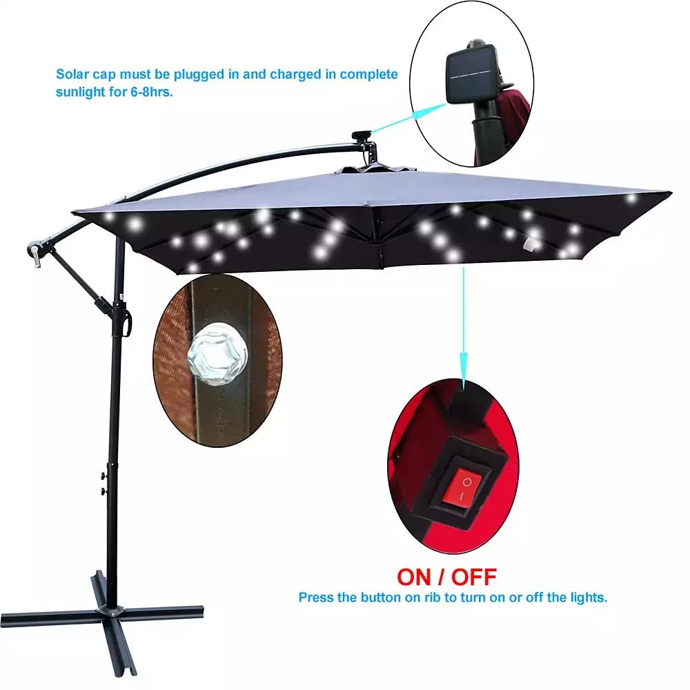 Streamdale Furniture Streamdale Solar Powered LED Patio Umbrella with Crank
Base 9