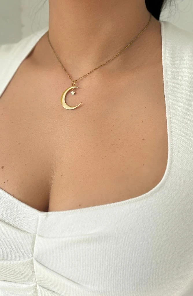 ADORNIA Hanging Moon 
Star Pendant Necklace 2