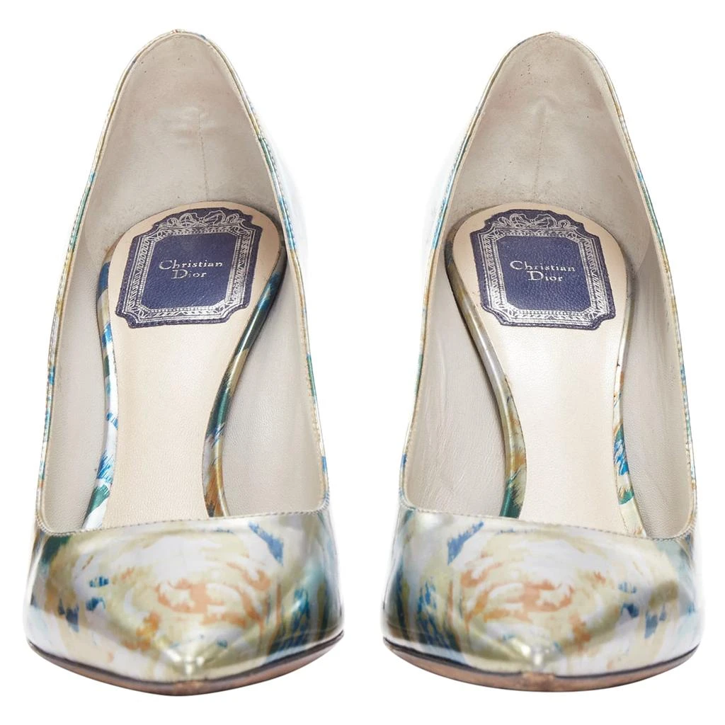 Dior Raf Simons Metallic Abstract Print Pointy Pumps 4