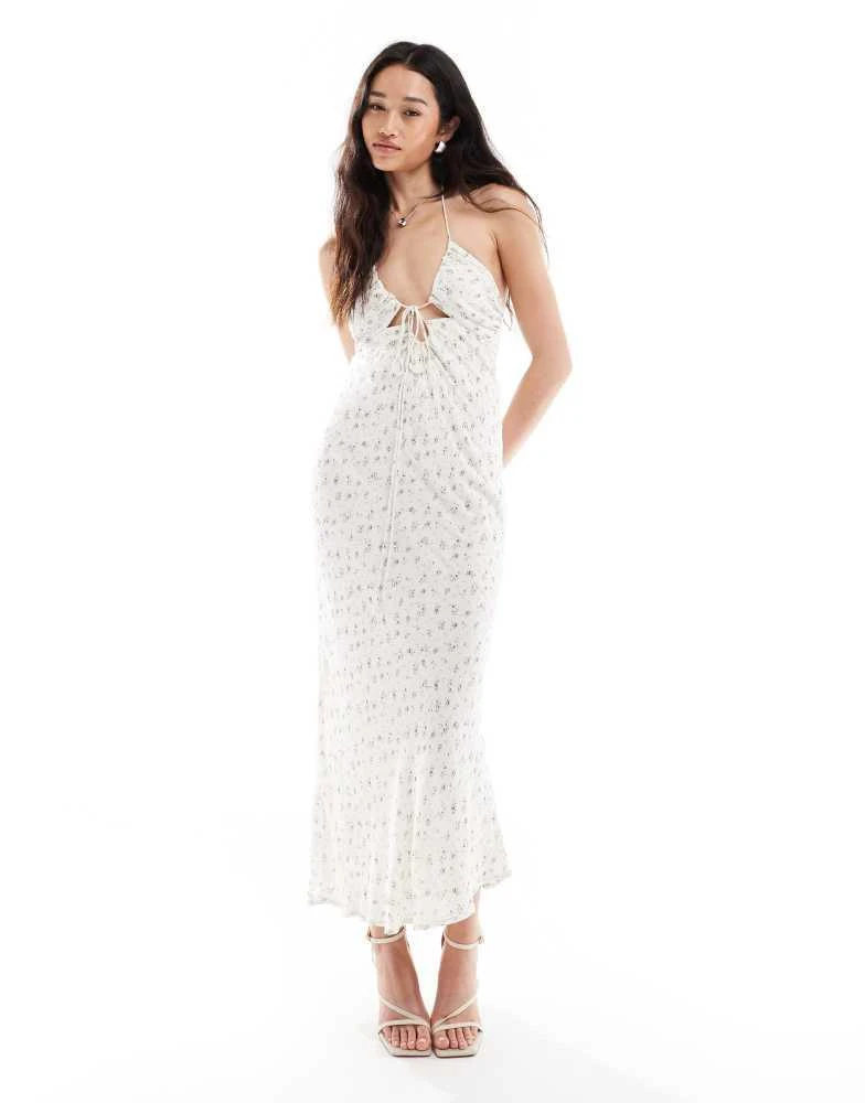 open lace back dress Cut Out Front Chain Backless Dress, Black / Xs