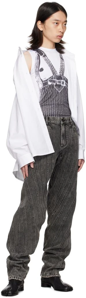 Mugler Black Washed Spiral Baggy Jeans 4