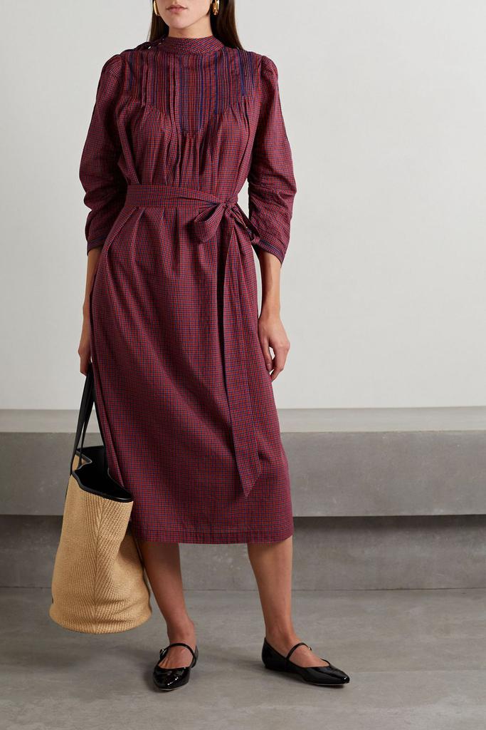 DÔEN Ranger belted checked cotton-voile midi dress