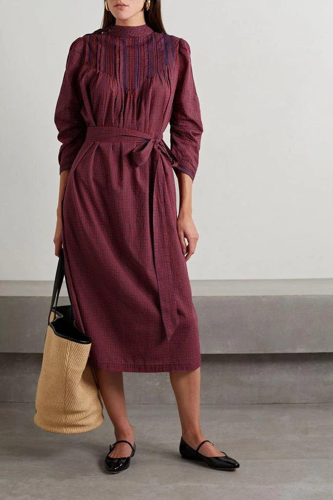 DÔEN Ranger belted checked cotton-voile midi dress 2