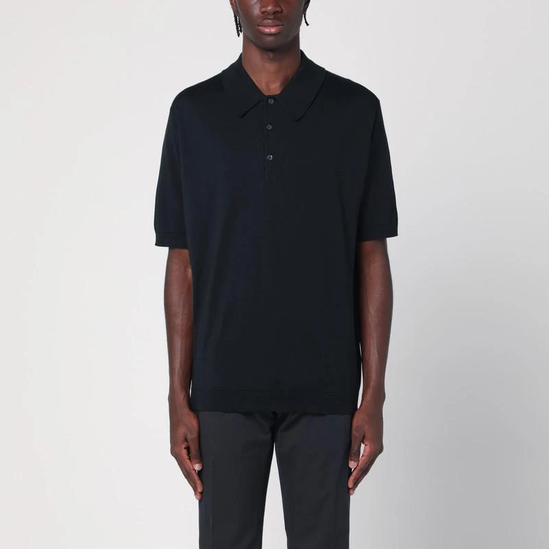 John Smedley Black Isis polo in cotton 1