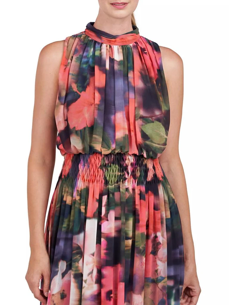 Kay Unger Leilani Hibiscus Print Blouson Maxi Dress 4