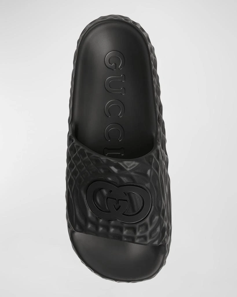 Gucci Men's Water Ripple Textured Rubber Pool Slides Sandals