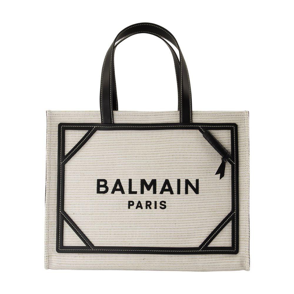 トートバッグ B-Army Medium Shopper Bag - Balmain - Raffia - Neutral/Black Balmain B-Army Medium Shopper Bag - - Raffia - Neutral/Black