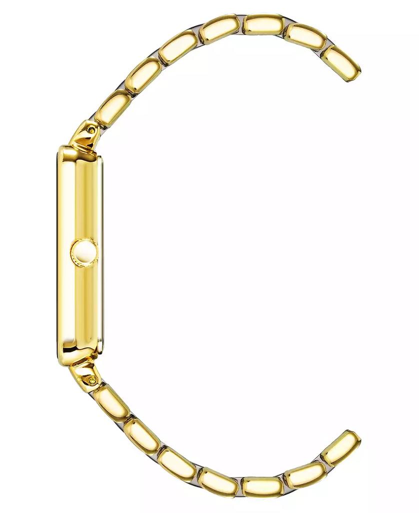 Anne Klein Women's Three-Hand Quartz Rectangular Gold-Tone Alloy with Green Ceramic Bracelet Watch, 26mm