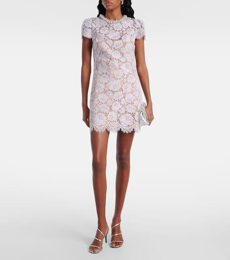 Self Portrait Embellished lace minidress