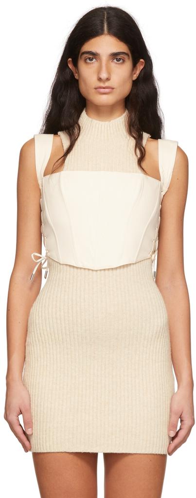 Danielle Guizio Off-White Cotton Tank Top