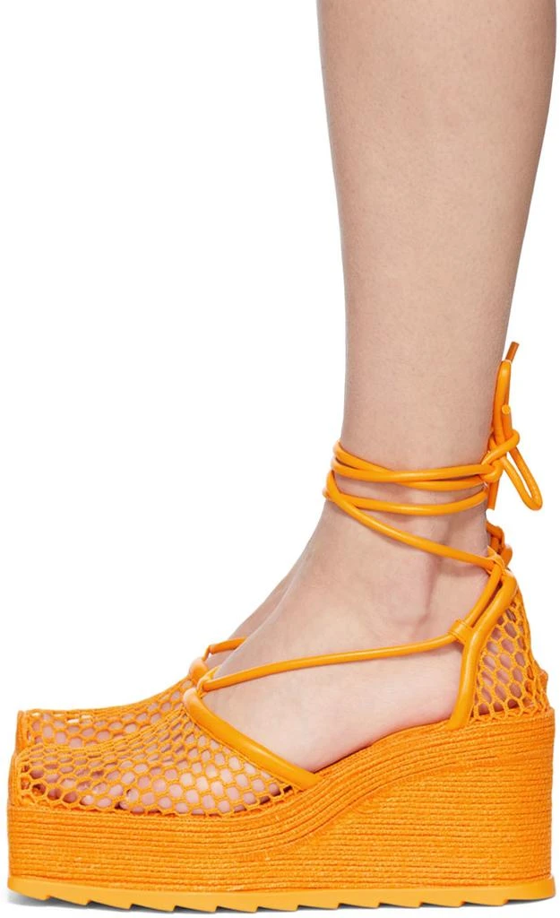 Bottega Veneta Orange Sporty Web Wedge Espadrilles 3