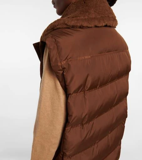 Max Mara Coccole faux fur-trimmed puffer vest 5